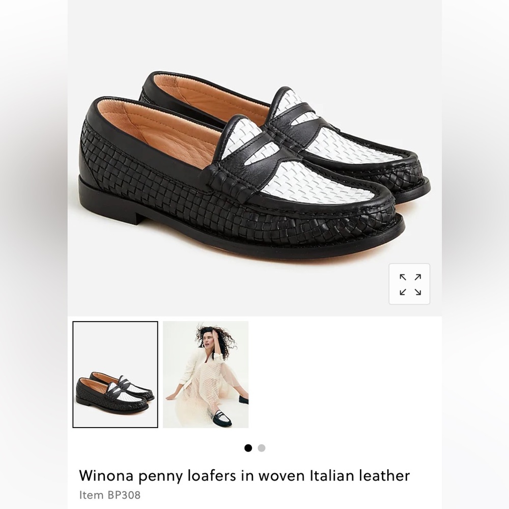 Winona penny loafers, leather size 9, black and white
